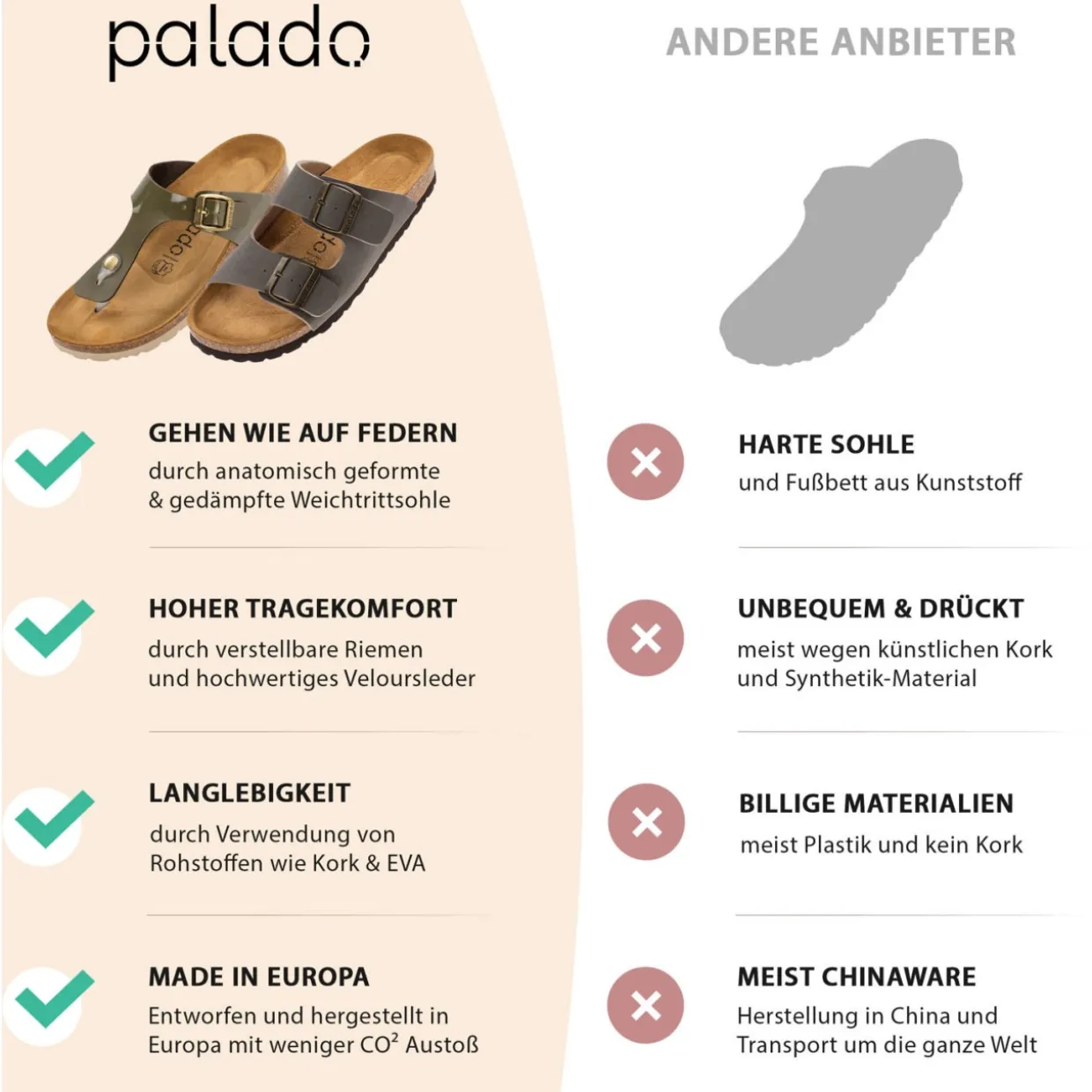 Palado Chios, Pantoletten, Damen, Metallic Rosegold