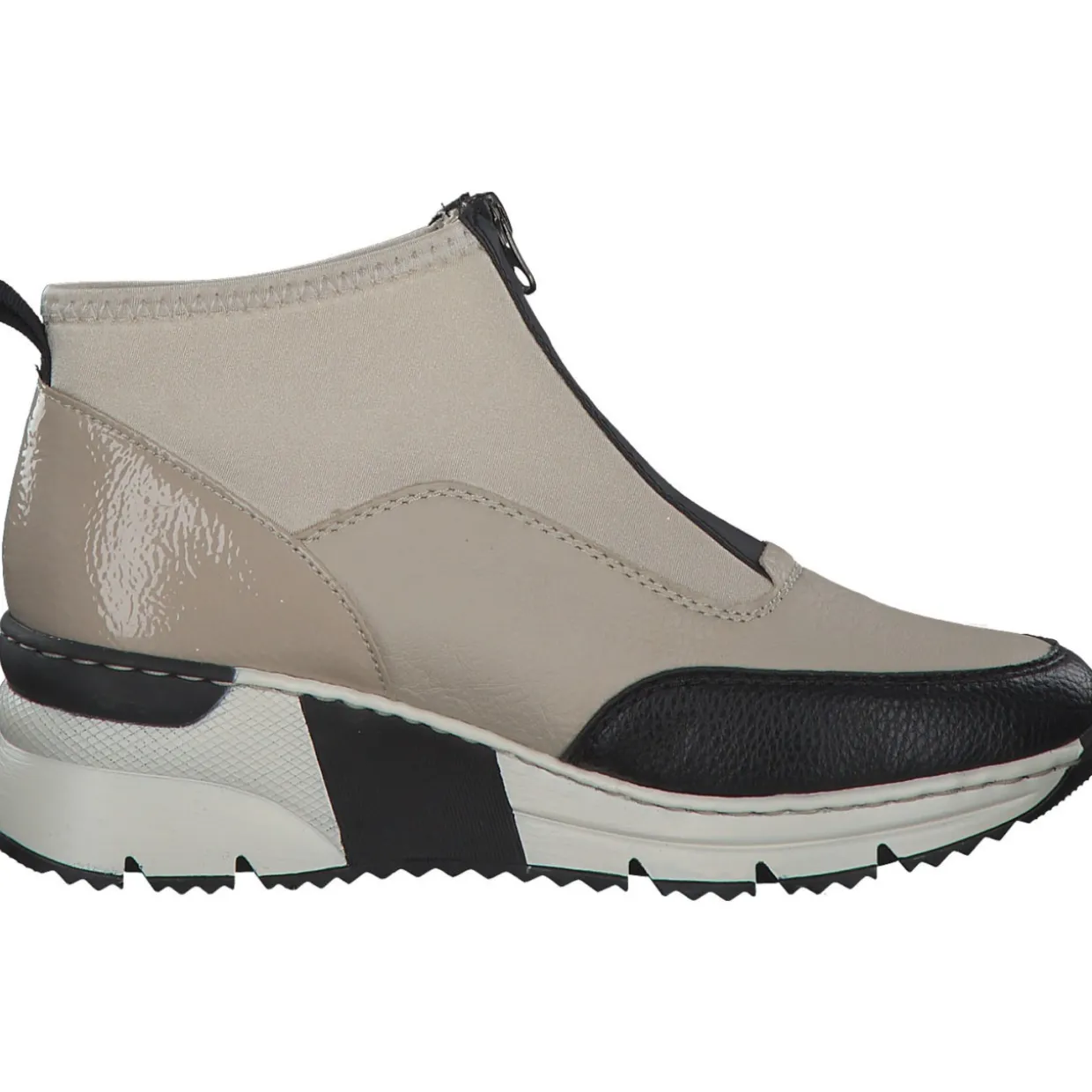 Rieker N6352, Stiefeletten, Damen, Schwarz/Weiss