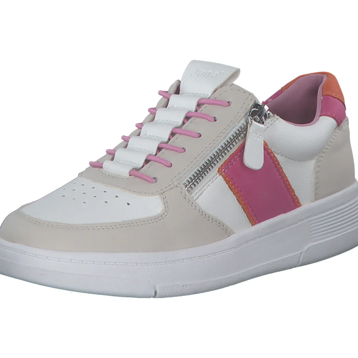 Jana Shoes 23785, Schnürschuhe, Damen, WHITE/FUXIA
