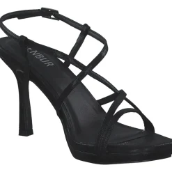 Menbur 24717, Plateau-Sandaletten, Damen, Schwarz