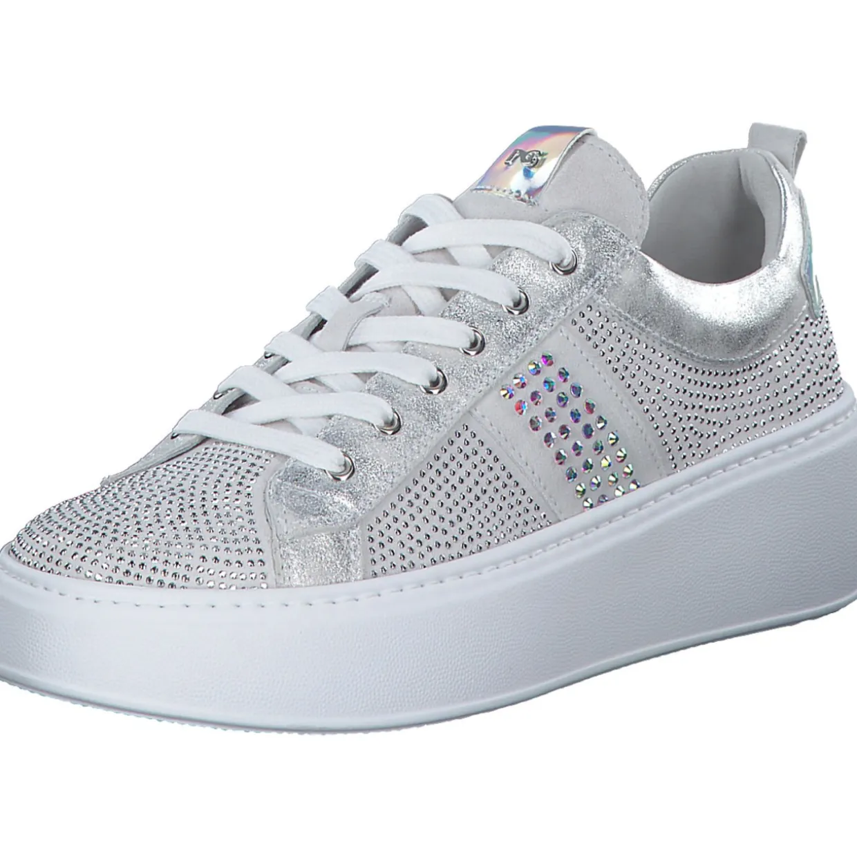 NeroGiardini E409988D, Schnürschuhe, Damen, weiß silber