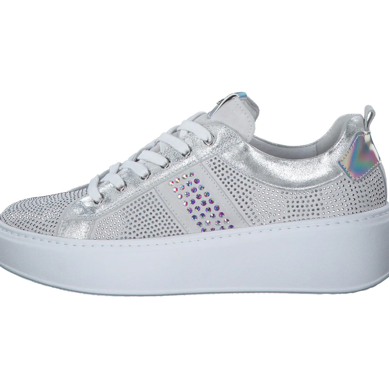 NeroGiardini E409988D, Schnürschuhe, Damen, weiß silber
