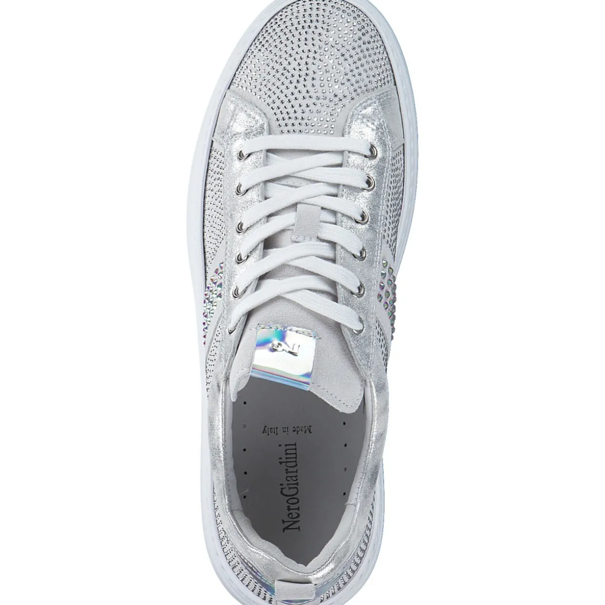 NeroGiardini E409988D, Schnürschuhe, Damen, weiß silber