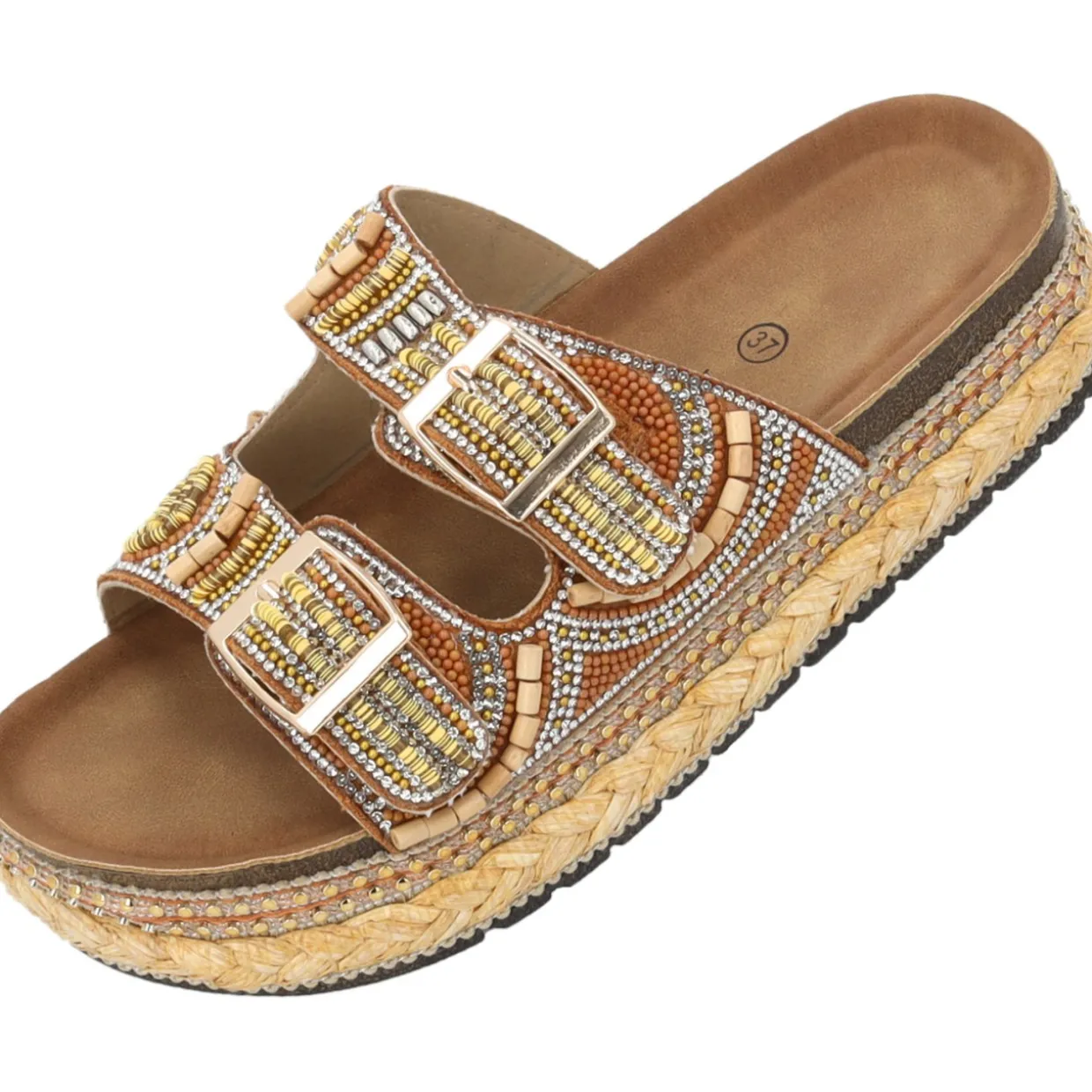 Palado Luberos by Sila Sahin, Plateau-Pantoletten, Damen, Camel