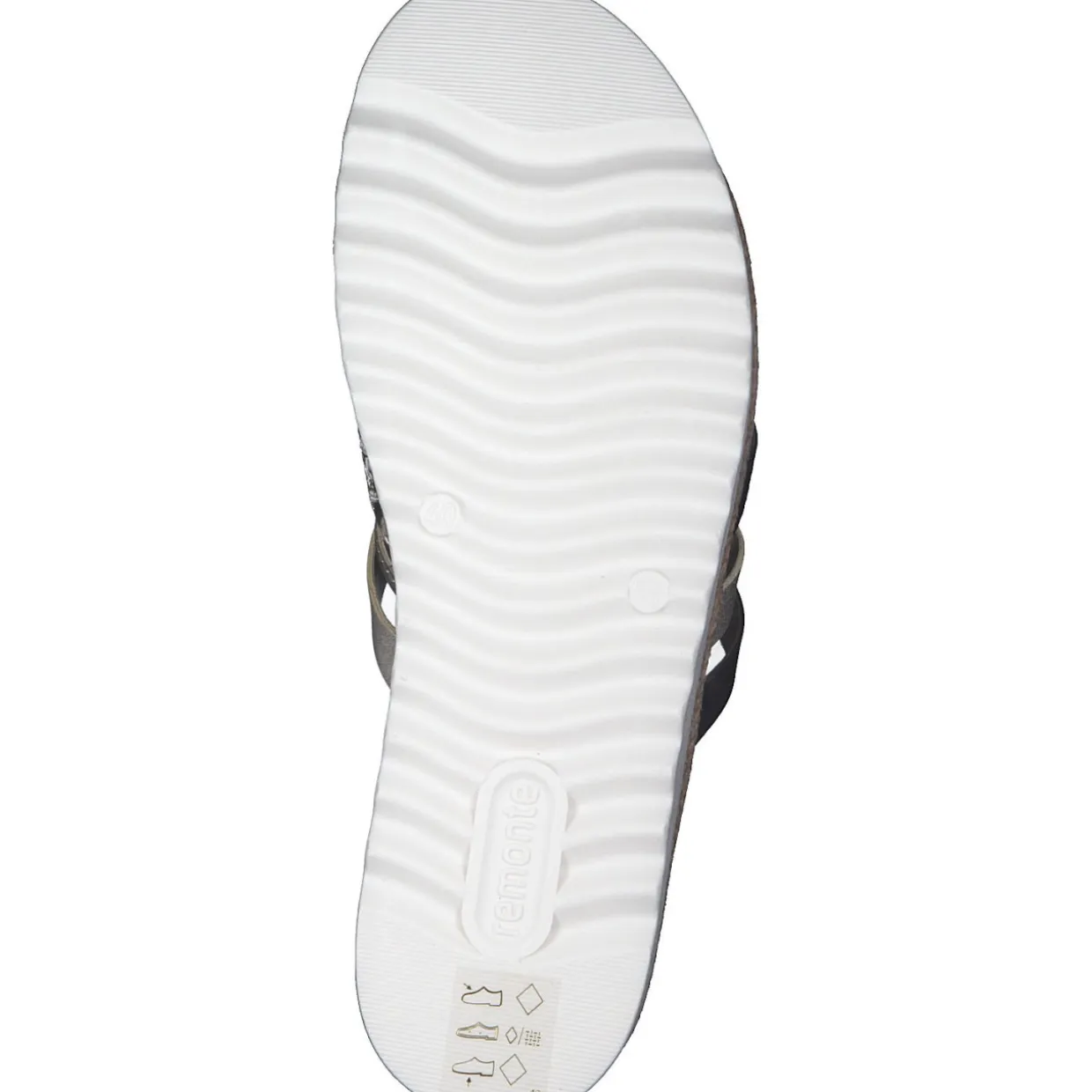 Remonte D0Q50, Plateau-Pantoletten, Damen, schwarz-weiss-gold/gold/musche