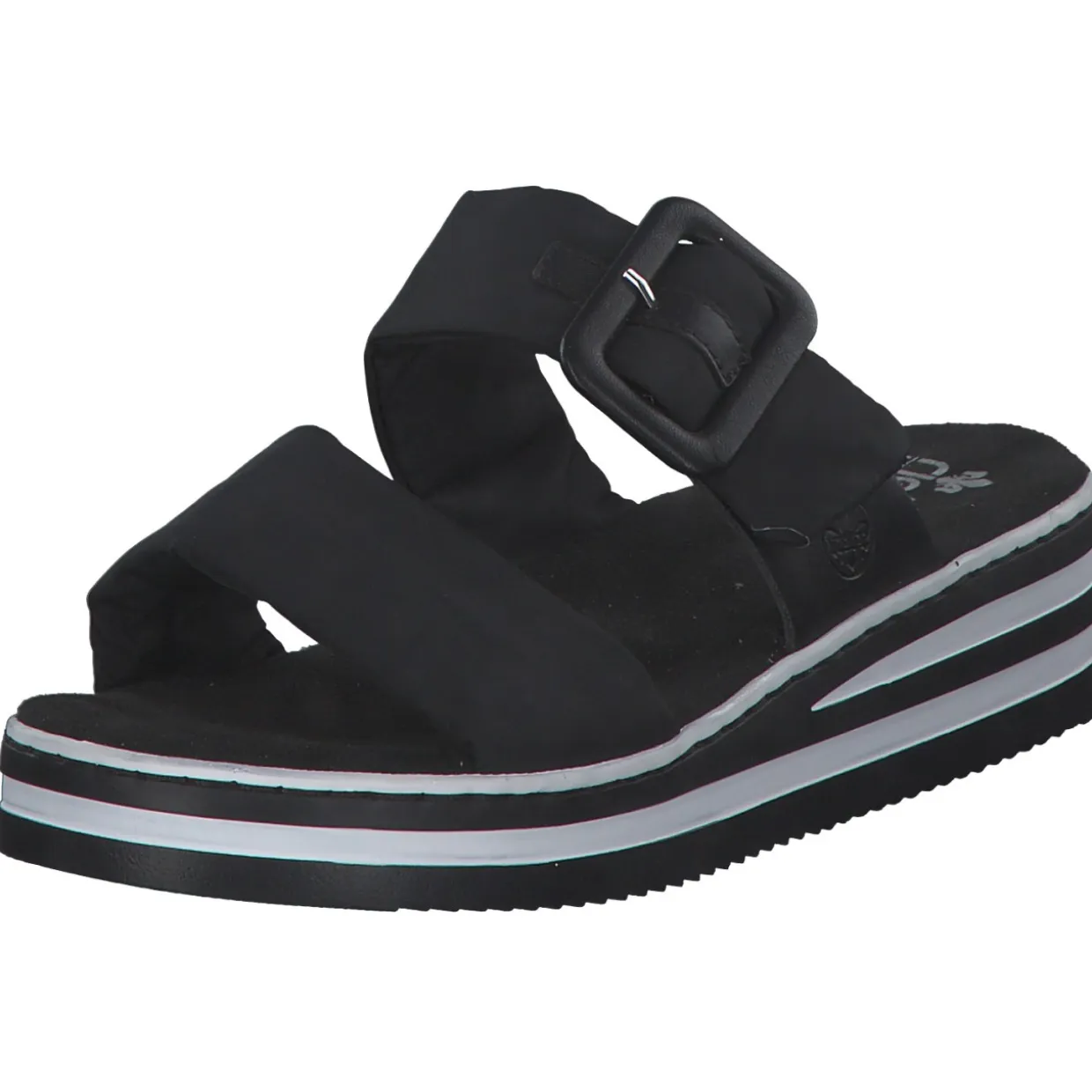 Rieker V0299, Plateau-Pantoletten, Damen, schwarz/schwarz