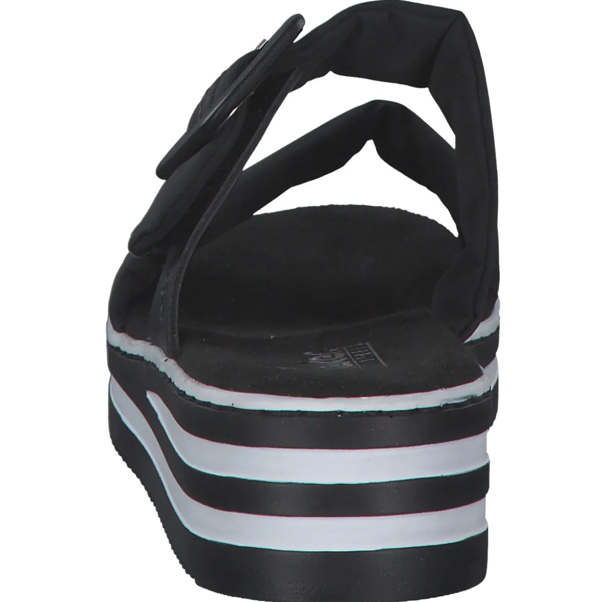 Rieker V0299, Plateau-Pantoletten, Damen, schwarz/schwarz