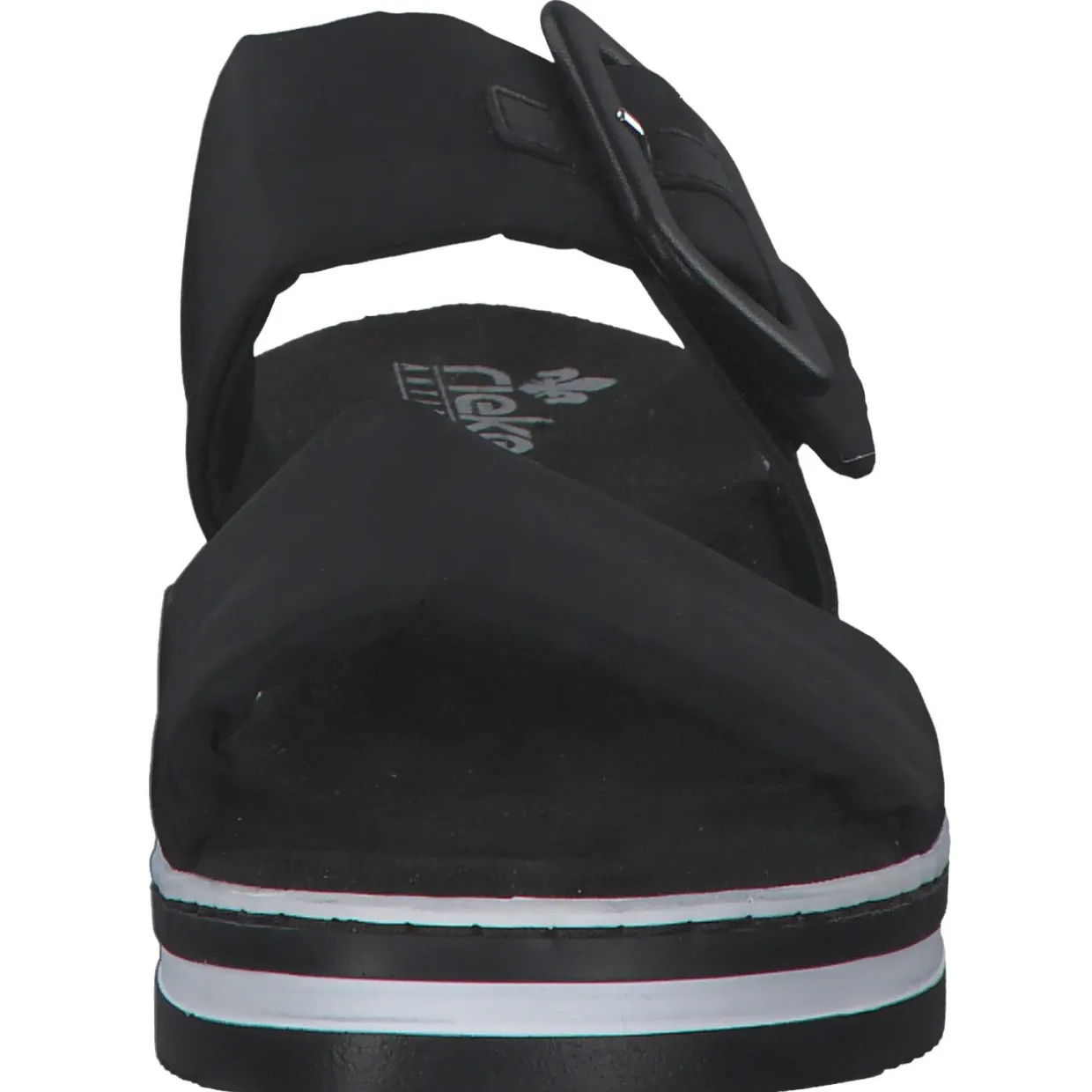 Rieker V0299, Plateau-Pantoletten, Damen, schwarz/schwarz